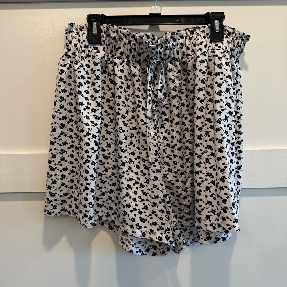 Black and White Floral Shorts